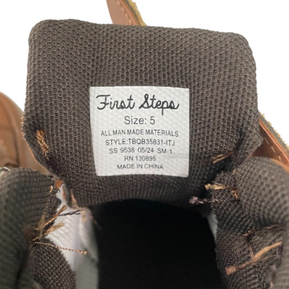 First Steps Kids Tan High-Top Boys Shoes - Picture 8 of 8